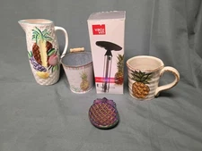 Set Of 5 Pineapple 🍍  Items- Slicer, Pitcher, Bucket, Cup & Ceramic Tray