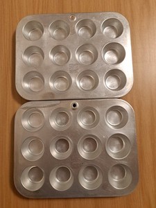 Lot Of 2 Vintage Mirro Aluminum 12 Cup Mini Muffin Pans Made In U.S.A. Candy Pan