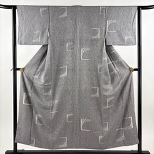 JAPANESE KIMONO FINE PATTERN GRAY 154.5cm 5 ft 1 in PURE SILK B1522