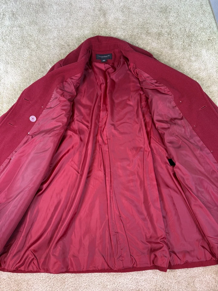 Abrigo LIZ CLAIBORNE Talla XL Doble Pecho Elástico Pana Rojo Mezcla Lana Foto 4 de 4