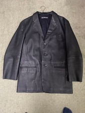 Issey Miyake Men Lamb Leather Black Tailored Jacket 3-Button EL AGA