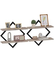 Floating Shelves for Wall Set of 2 Wall Mounted 2Tier Hanging Greige