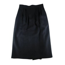 Vntg Sag Harbor Skirt Womens 8 Black Wool Straight Midi Lined Pockets Career