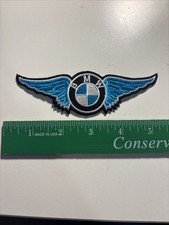 NEW 1 7/8 X 5 7/8 INCH BMW BLUE WINGS IRON ON...