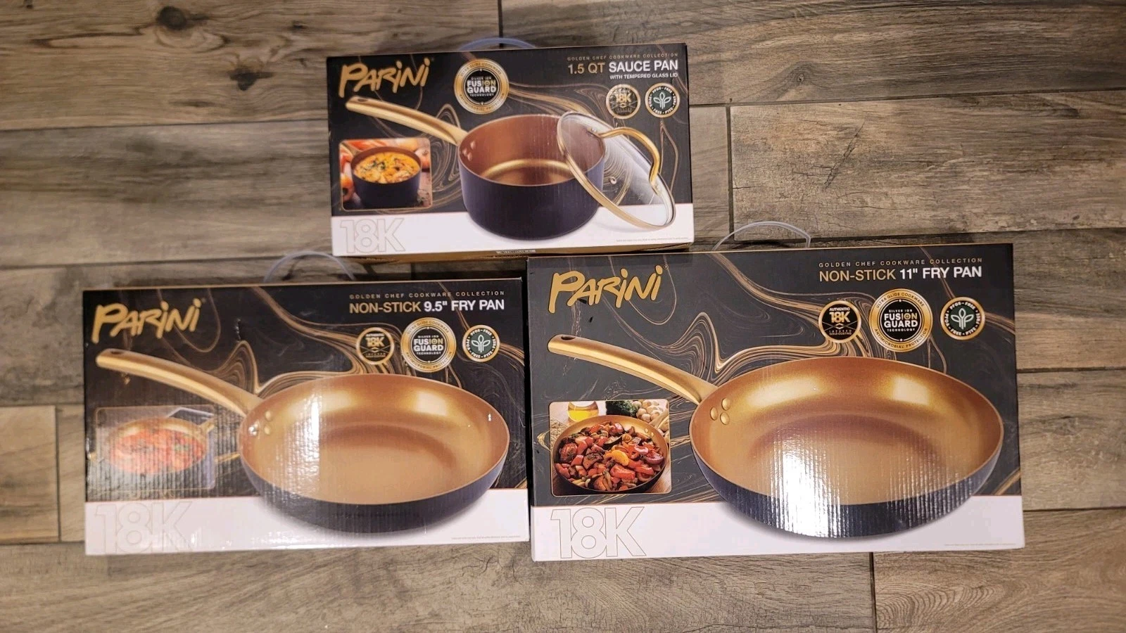 PARINI Golden Chef Collection NON-STICK 9.5" & 11" FRY PAN And 1.5QT Sauce Pan
