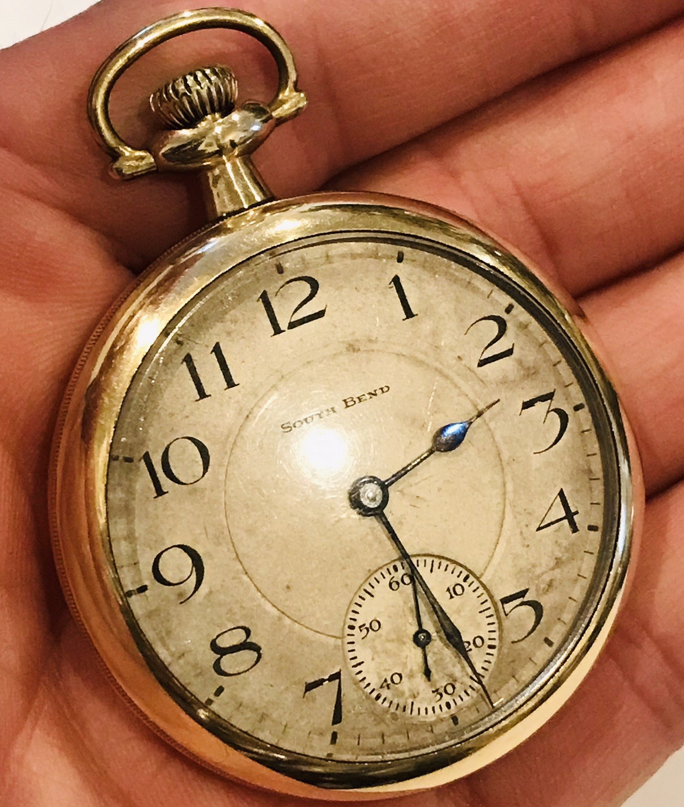 South Bend   16s 15j  Antique  1919 Pocket Watch 20 Years Gold filled￼ Runs￼