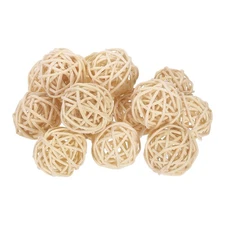 14Pcs Wicker Rattan Balls, 1.2 in Dia Rattan Decorative Balls, Natural