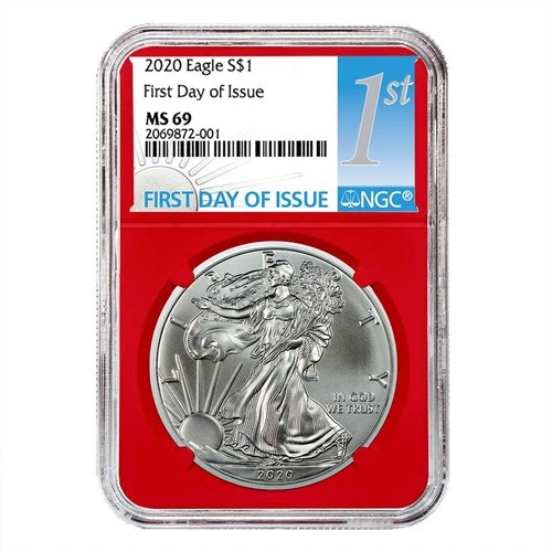 2020 $1 American Silver Eagle NGC MS69 FDI First Label Red Core