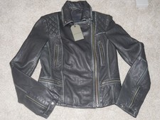 WOW Women's Distressed Black Leather Jacket ALLSAINTS Motorcycle Style NWT