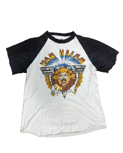 Van Halen T Shirt Size Large 80s Concert Tour Raglan 1980s vintage concert t-shirt, vintage, size L, single stitch, B+ condition