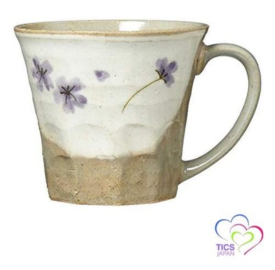 Mino Ware Mug Approx. 220ml Purple Flower Design Made in Japan 133-81859