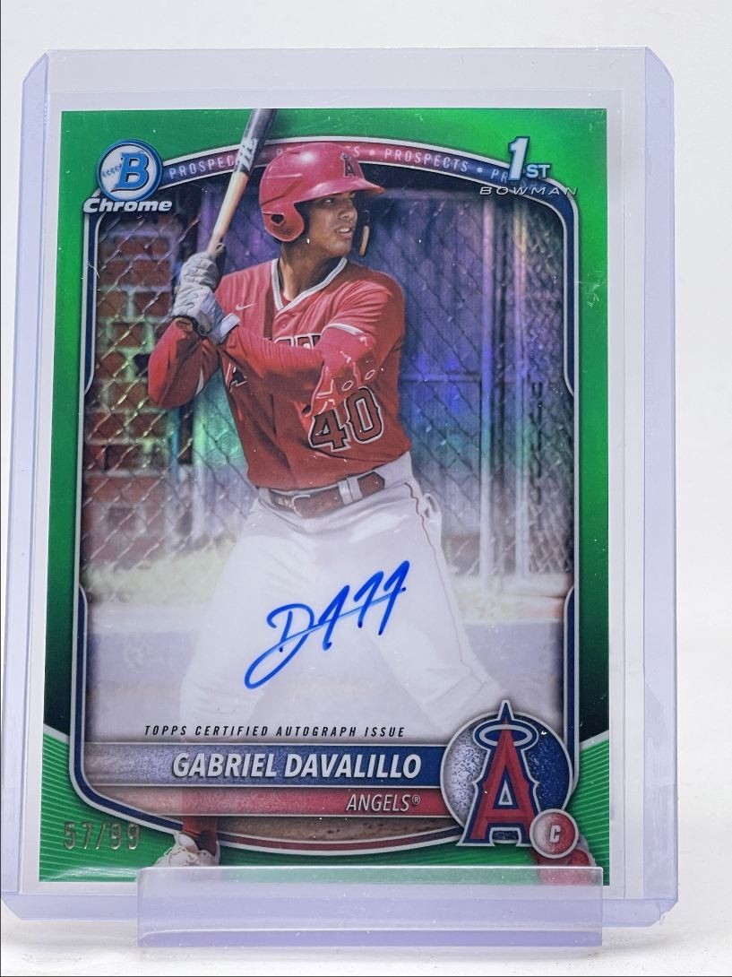 GABRIEL DAVALILLO 2025 BOWMAN CHROME 1ST AUTOGRAPH GREEN AUTO /99 Q2264