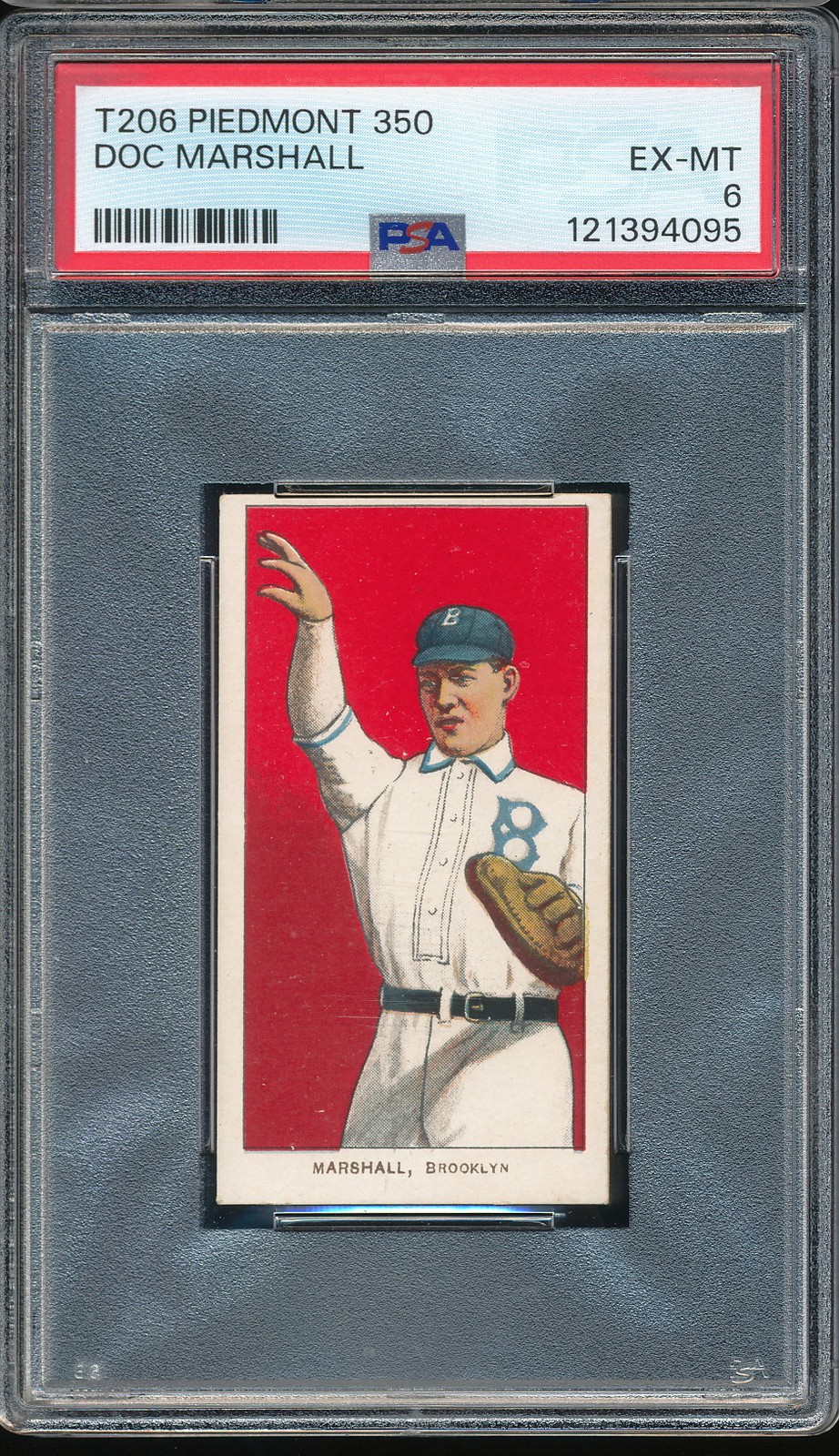 T206 Piedmont 350/25 Doc Marshall PSA 6 - Brooklyn - POP 38