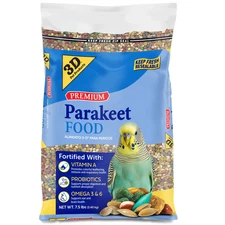 Premium Parakeet Bird Food, with Probiotics, 7.5 Lb. Zipper Se