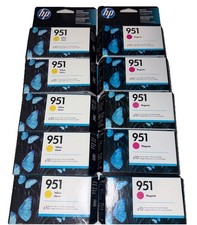 Lot of 10 Genuine HP 951 Ink Cartridges 5 Magenta 5 Yellow  OEM Expired