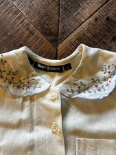 Vintage Polo Ralph Lauren Youth Size 8 Blouse Peter Pan Collar Floral Embroidery