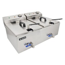 eZone Commercial Electric Fryer Twin Tank 2x7Ltr 2x3kW 2x13A UK Plug Countertop