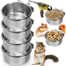 4 Pack Bird Feeding Dish Cups Detachable Stainless Steel Bird Food Bowls