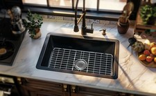 iPEGTOP Sink Bottom Grid, Stainless Steel Sink Protector 28"x 15" Centered Drain