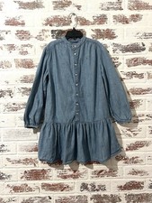 POLO RALPH LAUREN Denim Dress Girls Short Sleeve Button Front Size 8