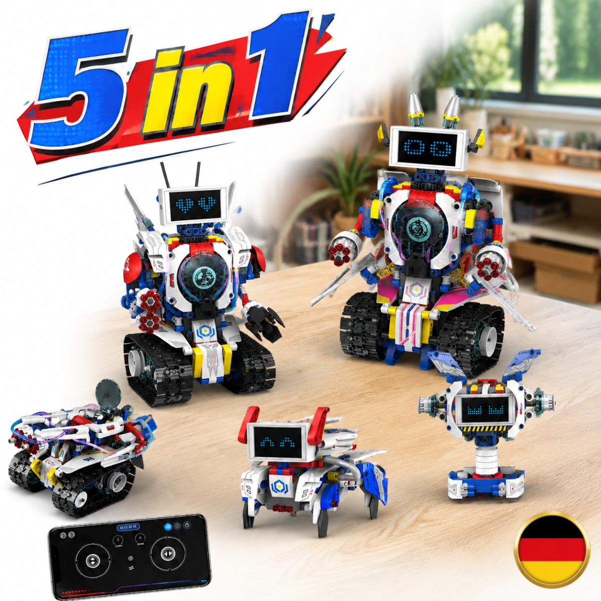 Programmierspielzeug 5-in-1 620 Teile für Kinder digitale Ausdrucksanzeige 6 NEU