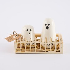 Mud Pie Halloween Ghost Salt  Pepper Set, assembled 3 1/4" x 4 1/2"