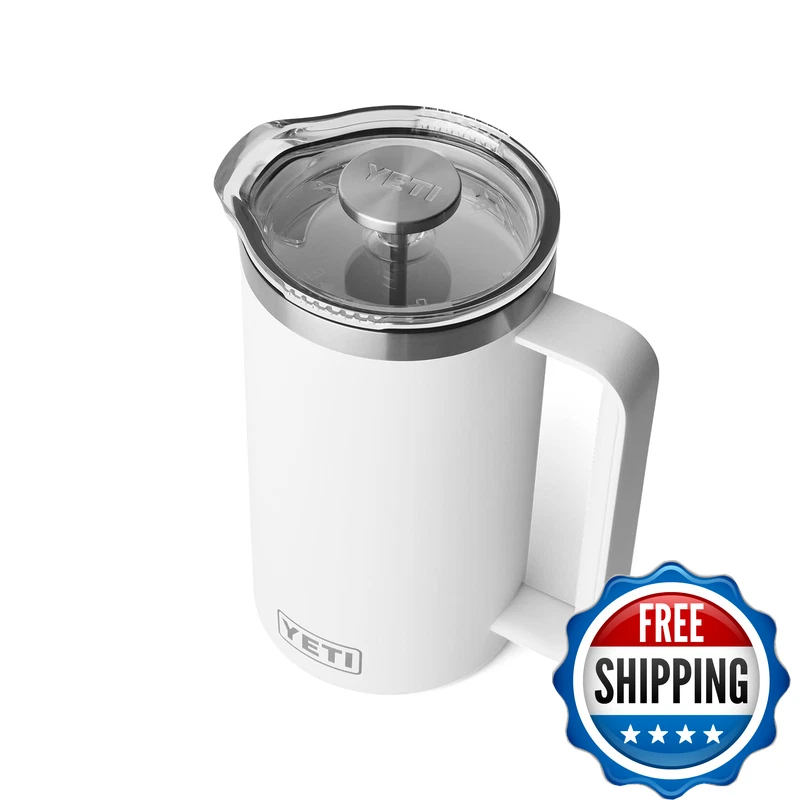 Yeti Rambler 34 Oz. French Press Coffee Maker Groundscontrol Filter White