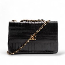 Pre-owned Chanel Vertical Lambskin Flap Bag, Black