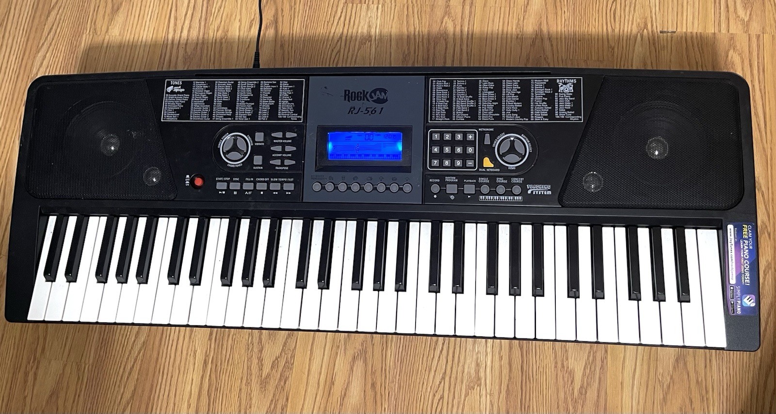RockJam RJ-561 Multi-function Keyboard & Power Cord Tested Works