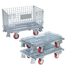 Heavy-Duty Collapsible Wire Mesh Container 1000LBS Load W/ Casters