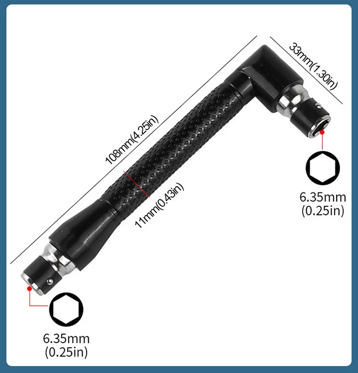 Destornillador angular Destornillador 6 puntas hexagonal 1/4" L 90° largo doble - Imagen 2 de 2
