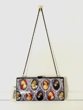 Vintage Clutch / Shoulder Bag with 1920s Style Portraits of Women Pearls Purse
