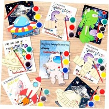 Valentines Day Gifts for Kids - 28 Pack Space Valentine Paint Set DIY Craft