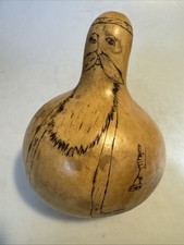 Vintage Folk Art Carved Gourd 7  