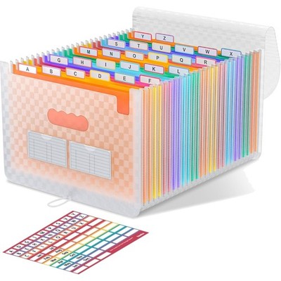 26 Compartments Document Folder A4 Rainbow Accordion Expandable File Folder w...