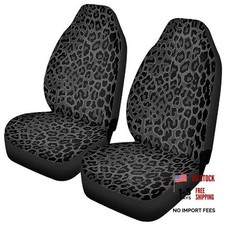 Print Car Seat Covers 2pcsset High Back Stretchy Bucket Seat Black Leopard