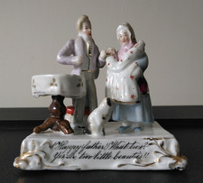Antique German Porcelain Fairing 'Happy Father ... Two Little Beauties'