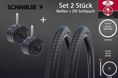 2 Stück 20 Zoll SCHWALBE Big Apple 20x2.0 RaceGuard 50-406 inkl. Schläuchen DV