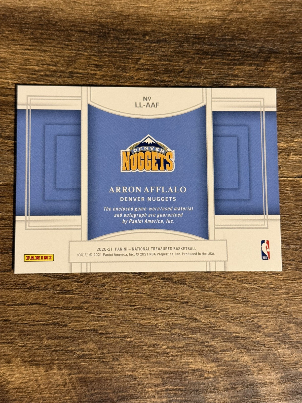 2020-21 National Treasures ARRON AFFLALO Lasting Legacies Patch Auto /99 Nuggets view 3