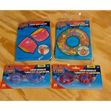 Splash N Swim 4 Pc Swim Pool Girls Pink Goggles, Ring, Purple Goggles  Floaties