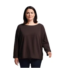 WESTBOUND Plus Size 2X Brown Pullover Top Long Sleeve Stretch NWT