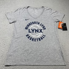 Minnesota Lynx Shirt Womens Medium Gray WNBA Basketball Nike V Neck Tee