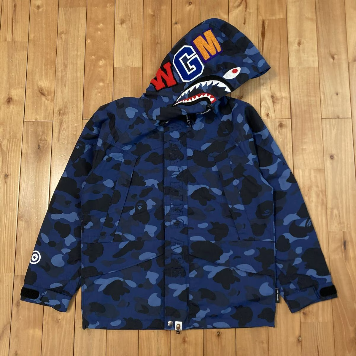 BAPE Shark Hoodie Snowboard Jacket Blue Camo A Bathing Ape Size M