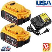 For DeWalt 20V 20 Volt Max XR 8.0AH Lithium Ion Battery /Charger DCB206-2 DCB205