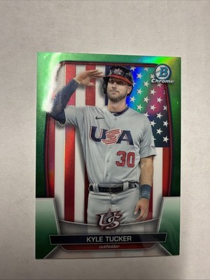 2023 Bowman Chrome WBC Flag Variations Green Refractor /99 Kyle Tucker #WBC-91