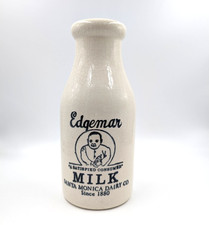 Vintage Ceramic Milk Bottle Santa Monica Dairy Edgemar Since1880 Farmhouse Decor