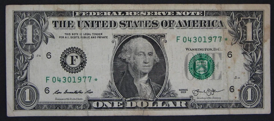 2013 $1 (ONE DOLLAR) - STAR NOTE - "F" - ANNIVERSARY, BIRTHDAY, DEATH - 1977 - Image 2 of 3