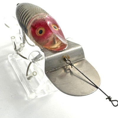 Vintage Heddon Go Deeper River Runt Fishing Lure Gold Eye Rare Silver Shore Old