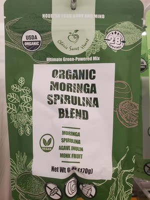 Claire Sweet Heart Organic Moringa Spirulina Blend Powder, Vegan, 6 oz (170 g)