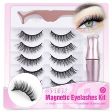 Magnetic Eyelashes with Eyeliner 5 Pairs 5 pair (Pack of 1), Black